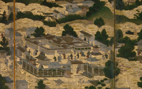 Detail of Views In and Around Kyoto, Edo period, c.1616-24 (ink, colour & gold leaf on paper)