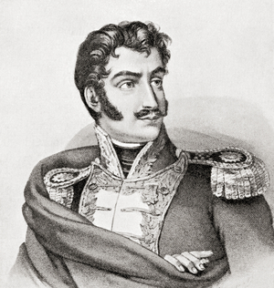 Simón José Antonio de la Santísima Trinidad Bolívar y Palacios, aka El Libertador. Venezuelan military and political leader, from Hutchinson's History of the Nations, pub.1915