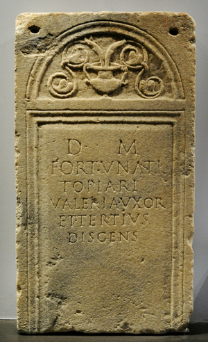 Funerary stele of gardener (topiarius) Fortunato, from Como, Mid 1st century AD (marble)