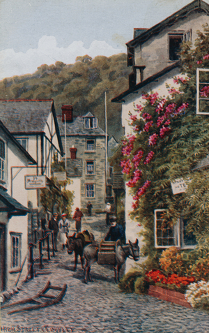 High Street, Clovelly (colour litho)