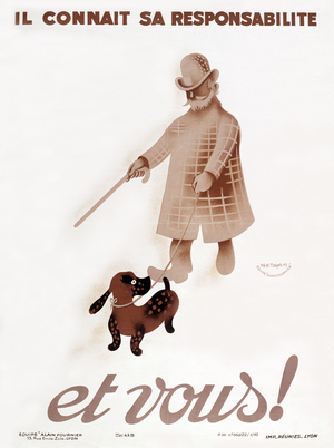 French propaganda poster of the government of Vichy to give French people a sense of responsibility (individual implication for all the people) 1943