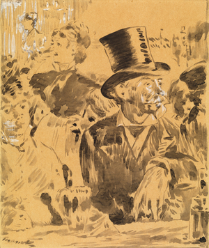 At the Cafe, c.1880 (wash & Chinese white on paper)