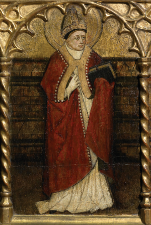 St. Peter, St. John the Baptist, St. Augustine, The Archangel Michael, St. Bartholomew and St. Paul, mid 15th century (oil on panel)