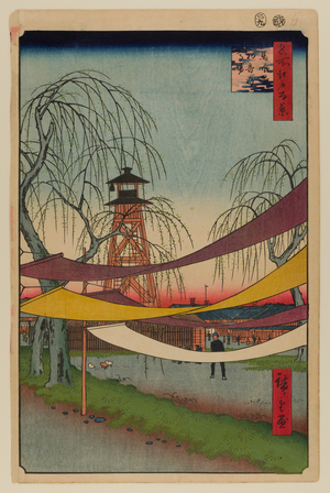 Hatsune Riding Grounds, Bakuro-cho, 1857 (woodblock print)