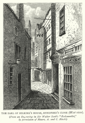 The Earl of Selkirk's House, Hyndford's Close, West view (engraving)