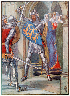 The Fight in the Queen's Ante-Chamber (colour litho)