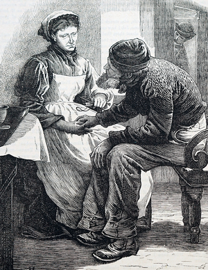An elderly couple. By William Small (1843-1929) an English illustrator. 1880 (engraving)