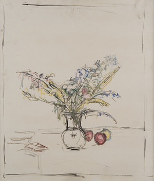 Bouquet and three apples, c.1961 (oil on canvas)