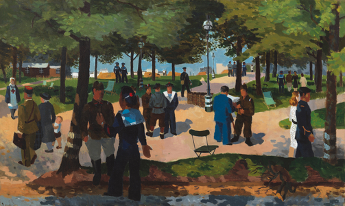 Foreign Service-Men In Hyde Park: Early Summer, 1940 (oil on canvas)