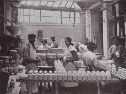 In the Pottery Works, Staffordshire (b/w photo)