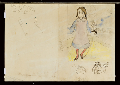 Young girl, 1889 (watercolour, pen & ink and pencil on paper) (verso of 3464056)