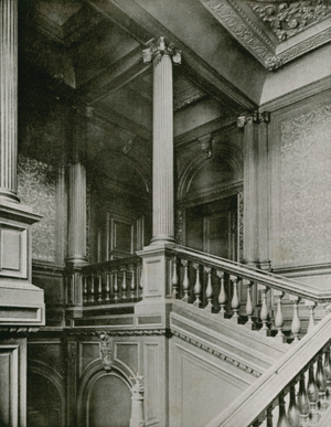 Westminster, the staircase of Ashburnham House (b/w photo)