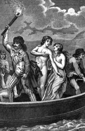 mass drownings in the Loire river in Nantes also called the "republican weddings", october 1793 (at the time of the wars of the Vendee in France) upon the order of Jean Baptiste Carrier (1756-1794), representative of the national salvation committee, against all prisoners and persons suspected of revolutionary half-heartedness (more than 10000 casualty) he will be denounced, sent bak to Paris in Octobre 1794 and guillotined.