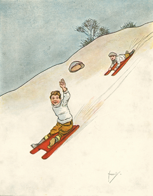 Chums: Tobogganing (colour litho)