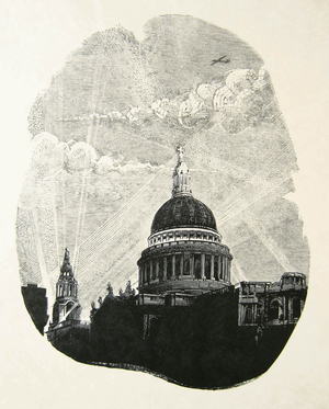 St Paul’s: Dawn, 2014 (wood engraving & stencil print on paper)
