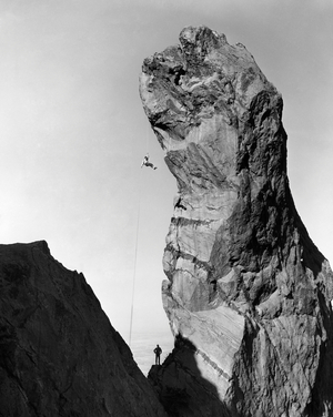 Mountaineer climbing on the rock, Colorado, USA