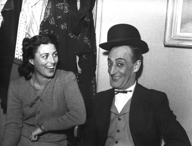 Totò with Diana Rogliani, Milan, 1948 (b/w photo)