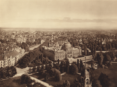 View of Hanover from the tower of the New Town Hall (b/w photo)
