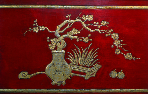 Vietnam: Lacquered altar detail, Quan Cong Pagoda (Chua Ong), Hoi An
