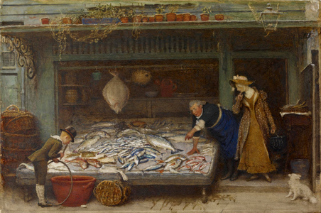 A Fishmonger's Shop, 1873 (w/c on paper)