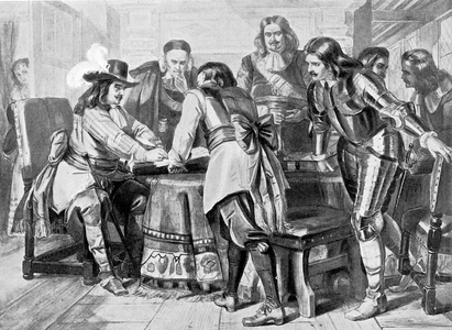 General Monk declares for a free parliament (litho)