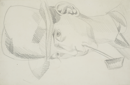 Self-portrait with a pipe (1), 1913 (drawing)