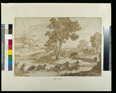Landscape with the journey of Jacob (pen & ink with wash on paper)