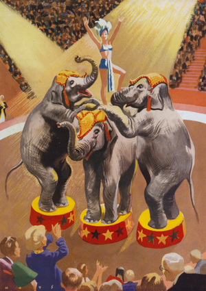 At the Circus: The Favourite Performers (colour litho)
