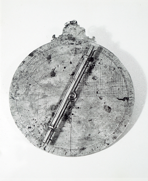 View of the back of a brass astrolabe