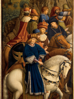 Detail of the Just Judges, lower left panel of the Ghent Altarpiece, 1432 (oil on panel)