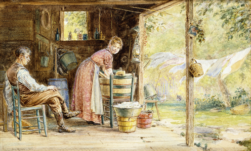 Wash Day, 1890 (watercolour and pencil on paper)