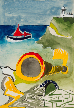 Rusty Boiler, Pendeen, 1947 (w/c on paper)