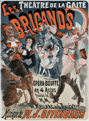 Poster by Jules Cheret for play "Les brigands" in Paris, from french paper "Le Theatre" december 1905