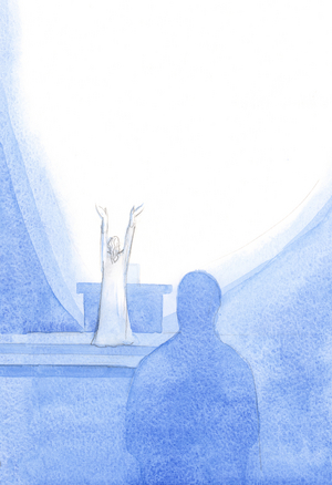 Whenever we pray to the Father, in the name of Christ (united to Christ's intentions) it is as though Heaven is laid open to receive us and our prayer, 2001 (w/c on paper)