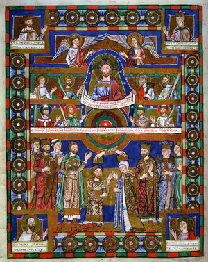 Coronation of Henry the Lion and his marriage to Matilda, from the Gospel of Henry the Lion (vellum)