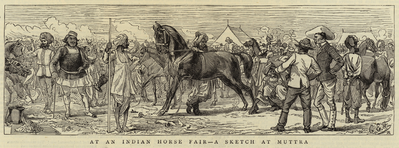 At an Indian Horse Fair, a Sketch at Muttra (engraving)