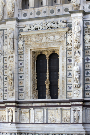 Window, detail of the exterior of Certosa di Pavia, Province of Pavia, Lombardy, Italy (photo)