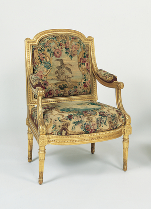 Armchair (gilded wood with tapestry)