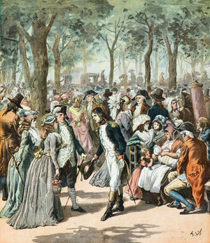 Bonaparte in the gardens of the royal palace, 1894 (illustration)