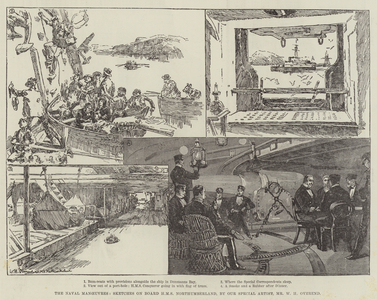 The Naval Manoeuvres, Sketches on Board HMS Northumberland (engraving)