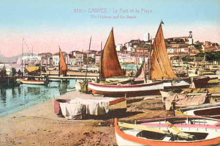 Cannes, Le Port et la Plage (colour photo)