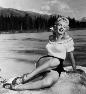 On the set of River of no Return, 1954 (photo)
