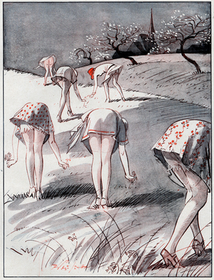 Souvenir from a Spring Sunday - The First cuckoos - illustration from la Vie Parisienne, 1927  (print)