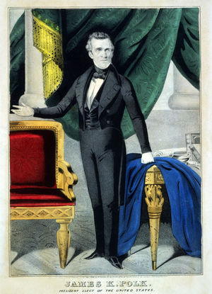 James K. Polk, President Elect of the United States, pub. Currier & Ives, 1844 (colour litho)