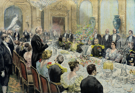 Diner en l'honneur du general duchesne, 1896 (Engraving)