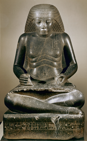 Bust of Amenhotep, Son of Hapu, scribe and sage of the time of Amenhotep III (black granite)