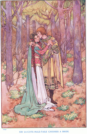 Sir La-Cote-Mole-Taile chooses a bride, c.1920 (colour litho)