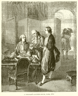 A Merchant's Counting-House, Paris, 1790 (engraving)