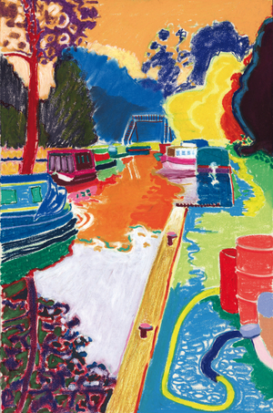 acrylic on  (pastel on paper)