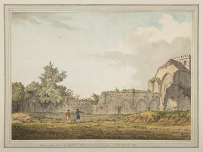 Ruins of the nave of Boxgrove priory church taken from the Churchyard, 1781 (w/c)